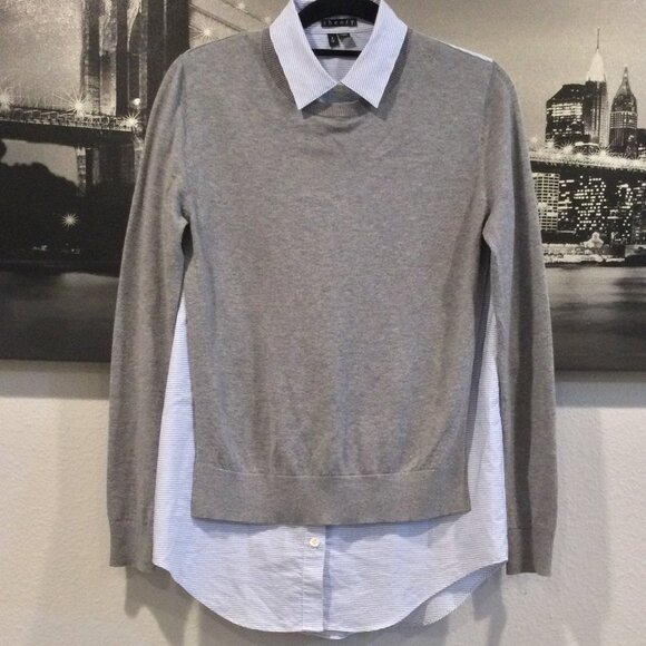 Theory 'Deverlyn' Cashmere/Cotton Layered Look Sweater - Picture 3 of 10